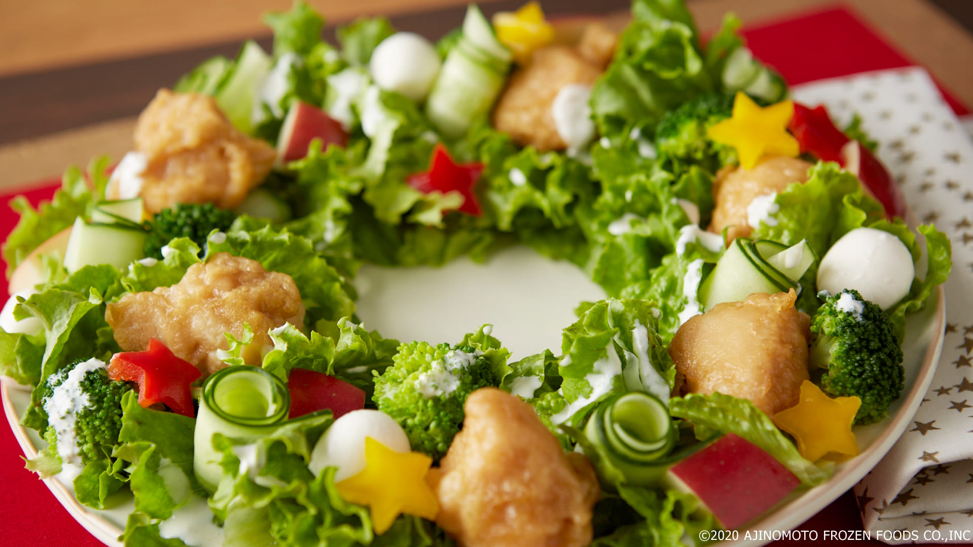 Karaage X'mas Wreath-like Salad
