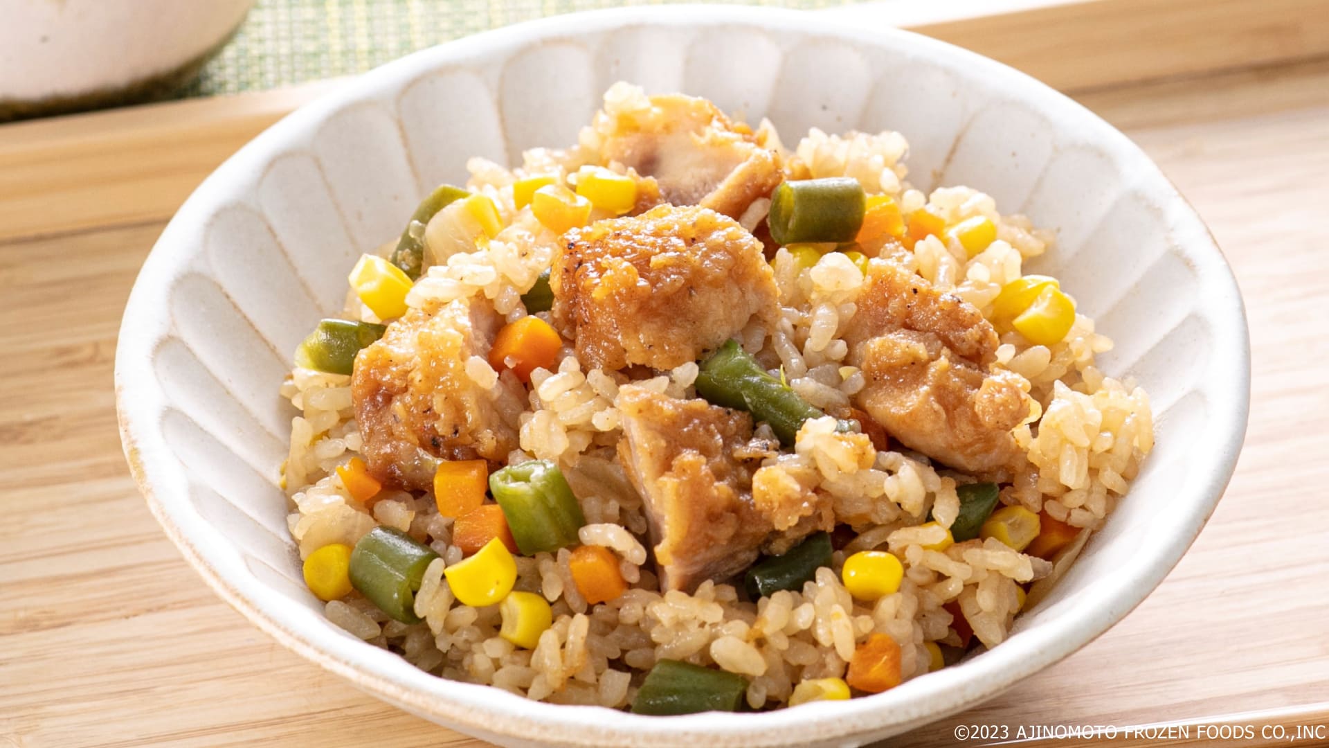 Japanese Mixed Rice with Karaage and Vegetable